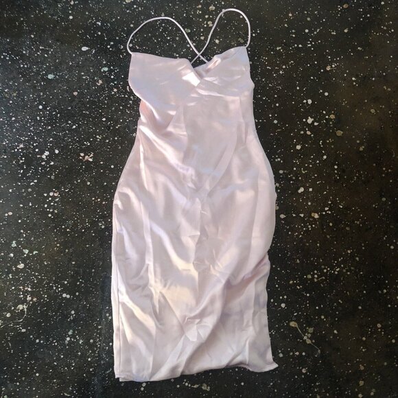 superdown Billie Drape Midi Dress Blush Pink Satin Straps - Picture 4 of 5